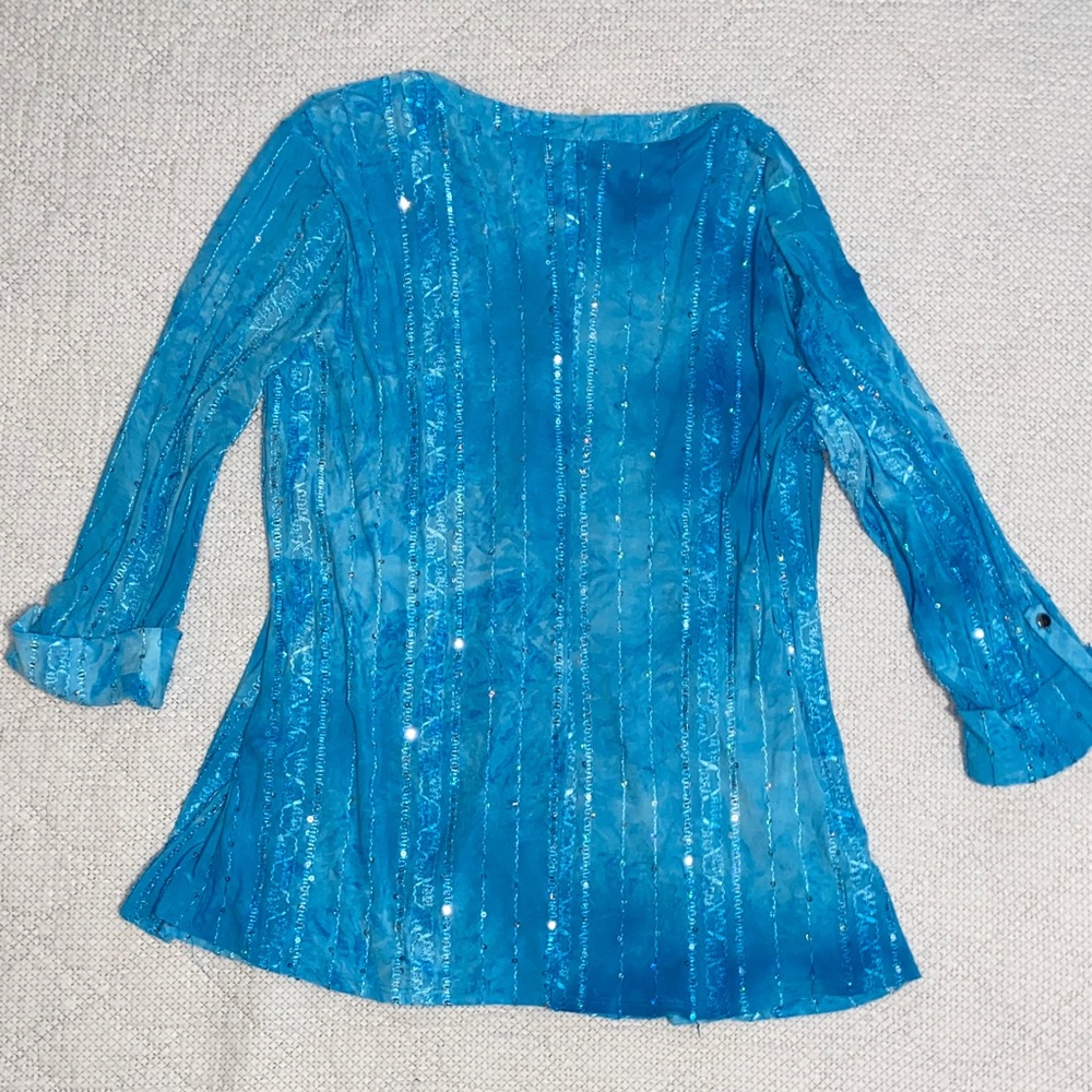 Bright Turquoise Button-Front Tunic - Picture 3 of 4